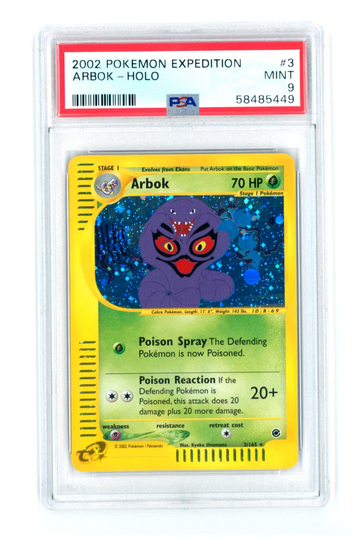 Arbok 3/165 - Expedition - Holo - PSA 9 MINT - Pokémon