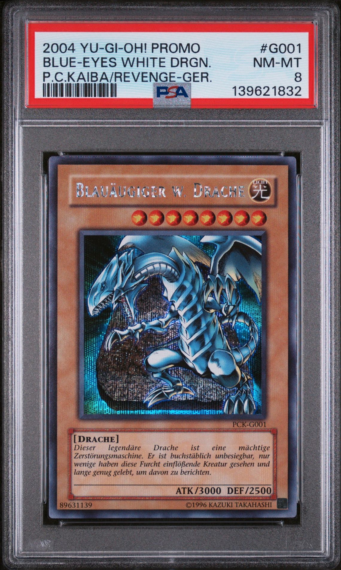 2004 YU-GI-OH! PROMO #G001 BLUE-EYES WHITE DRGN. P.C.KAIBA/REVENGE-GER. - PSA 8 NM-MT - Yu-Gi-Oh!