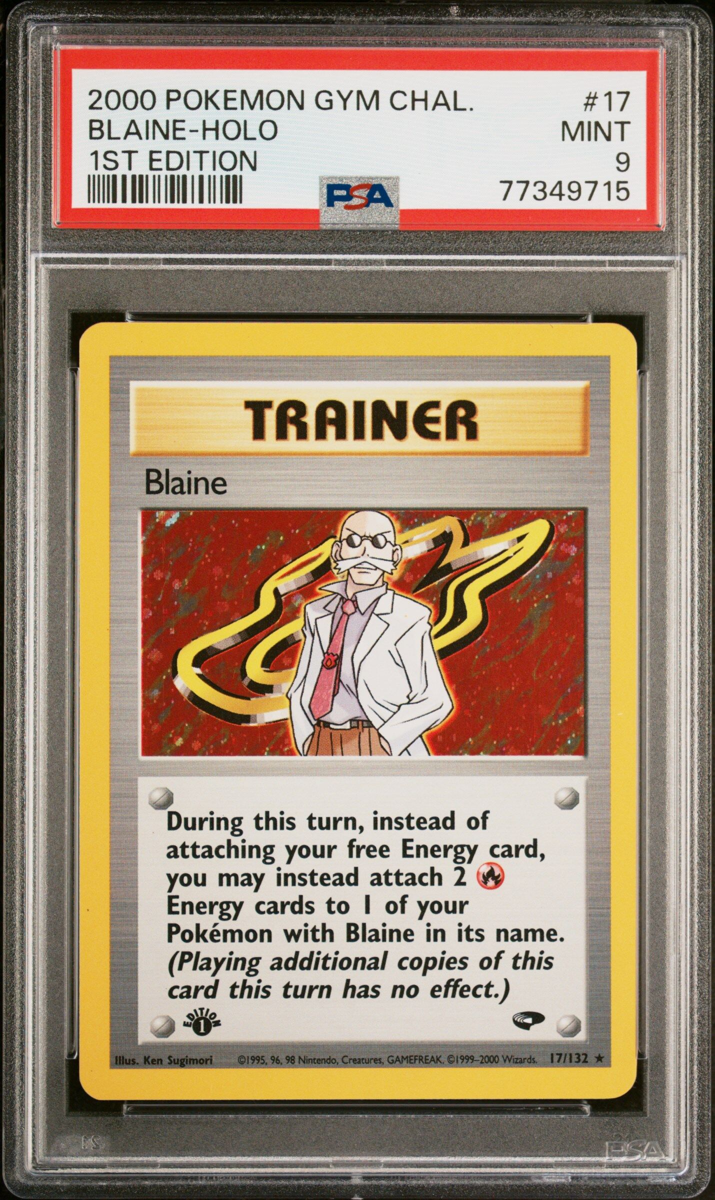 Blaine 17/132 - Gym Challenge - 1st Edition - Holo Rare - PSA 9 MINT- Pokémon