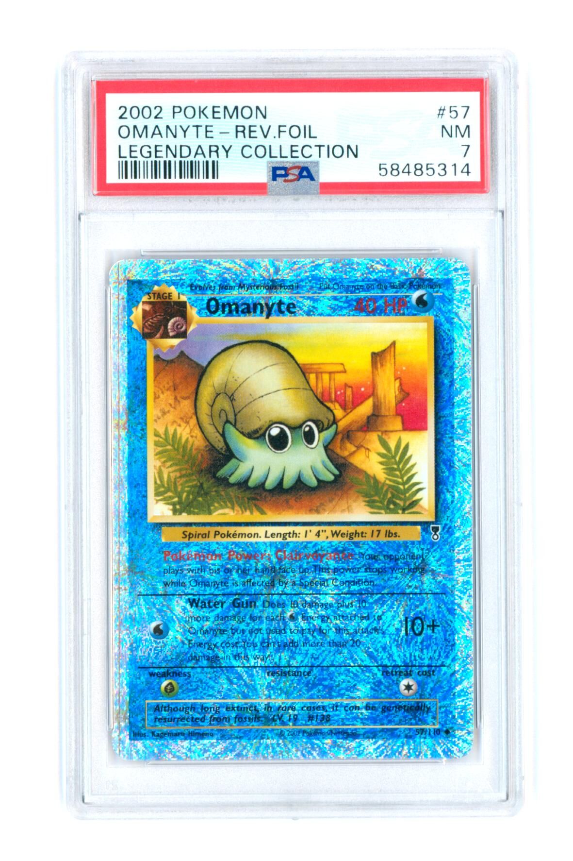 Omanyte 57/110 - Legendary Collection - Rev. Foil - 2002 - PSA 7 NM - Pokémon