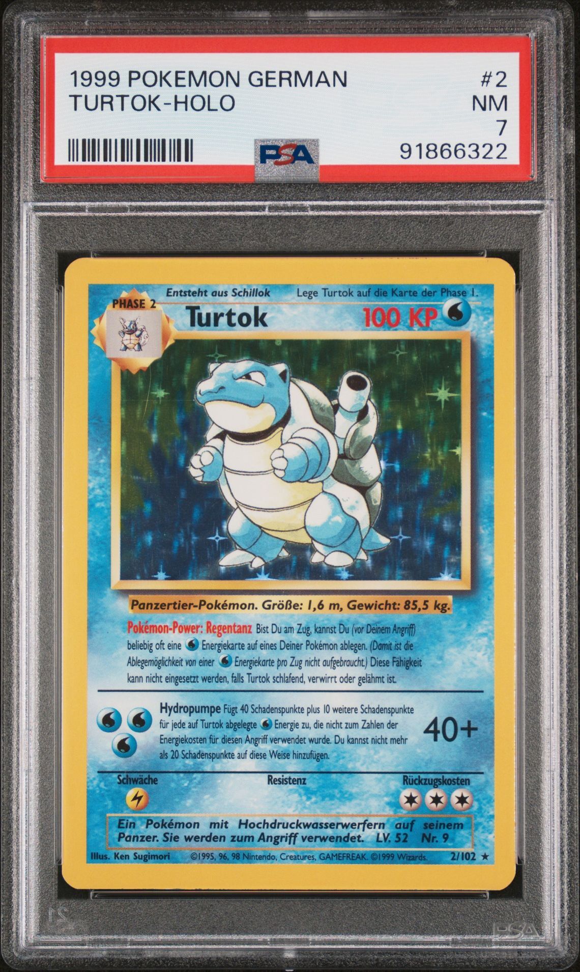 1999 POKEMON GERMAN 2 TURTOK-HOLO - PSA 7 NM - Pokémon