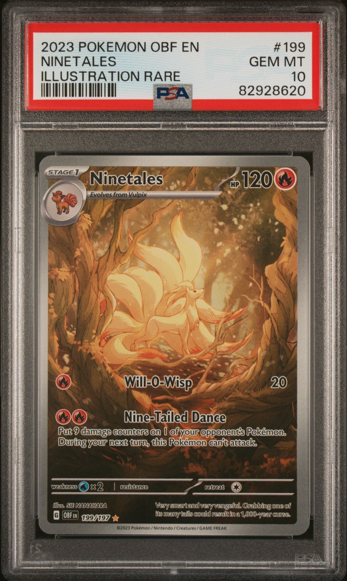 2023 POKEMON OBF EN-OBSIDIAN FLAMES #199 NINETALES ILLUSTRATION RARE - PSA 10 GEM-MT - Pokemon 2023 POKEMON OBF EN-OBSIDIAN FLAMES #199 NINETALES ILLUSTRATION RARE - PSA 10 GEM-MT - Pokemon