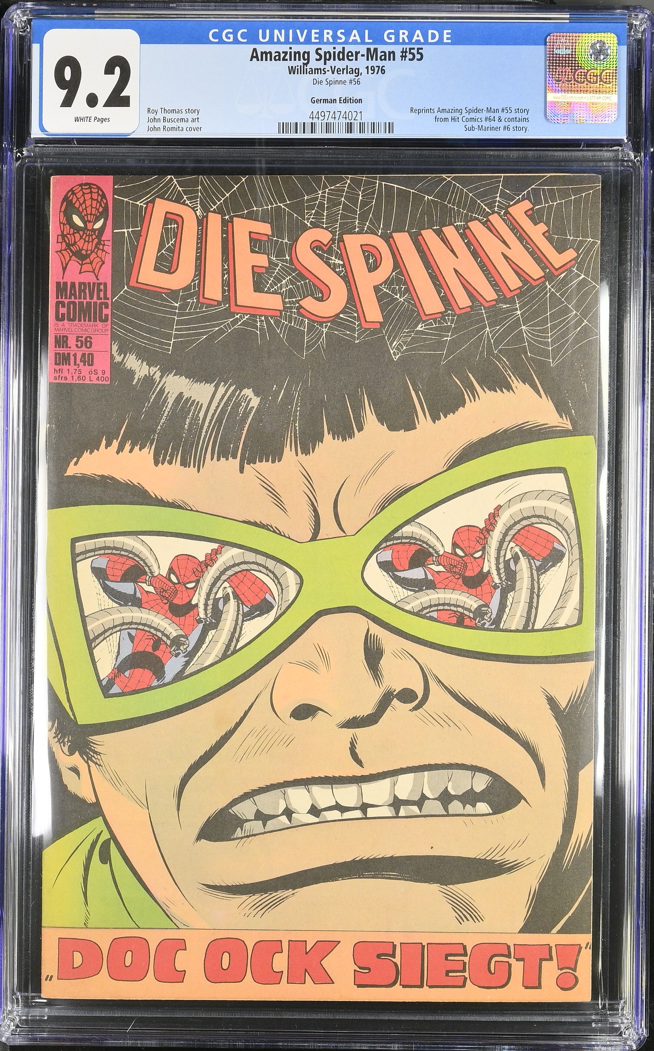 Amazing Spider-Man #55 CGC 9.2 Spinne #56 Williams Amazing Spider-Man #55 CGC 9.2 Spinne #56 Williams