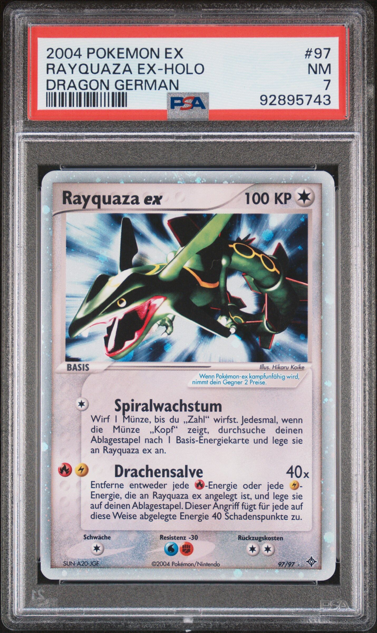 2004 POKEMON GERMAN EX DRAGON 97 RAYQUAZA EX-HOLO - PSA 7 NM - Pokémon 2004 POKEMON GERMAN EX DRAGON 97 RAYQUAZA EX-HOLO - PSA 7 NM - Pokémon