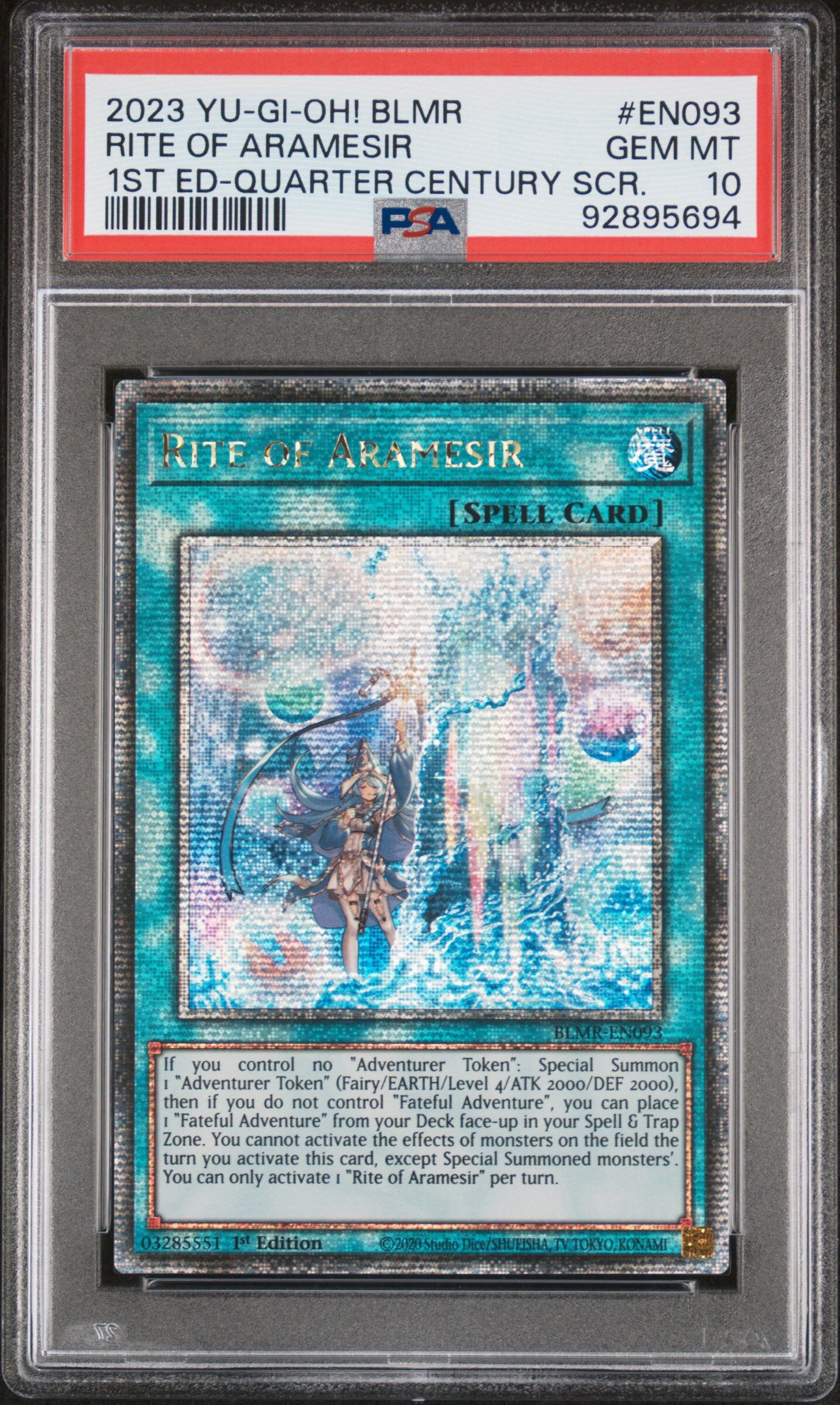 2023 YU-GI-OH! BLMR-BATTLES OF LEGEND: MONSTROUS REVENGE EN093 RITE OF ARAMESIR 1ST EDITION-QUARTER CENTURY SECRET RARE - PSA 10 GEM-MT - Yu-Gi-Oh! 2023 YU-GI-OH! BLMR-BATTLES OF LEGEND: MONSTROUS REVENGE EN093 RITE OF ARAMESIR 1ST EDITION-QUARTER CENTURY SECRET RARE - PSA 10 GEM-MT - Yu-Gi-Oh!