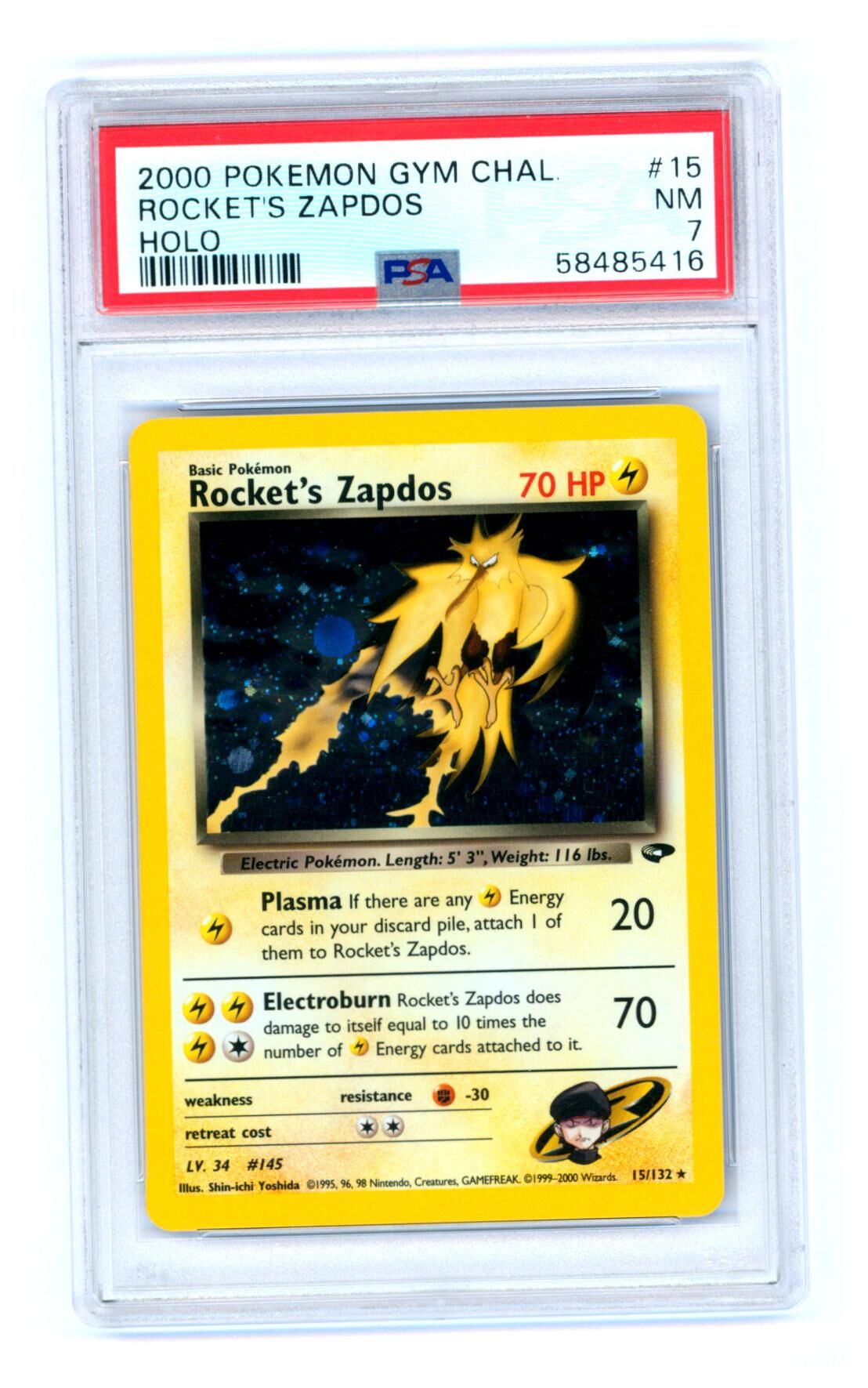 Rocket's Zapdos 15/132 - Gym Challenge - Holo - PSA 7 NM - Pokémon