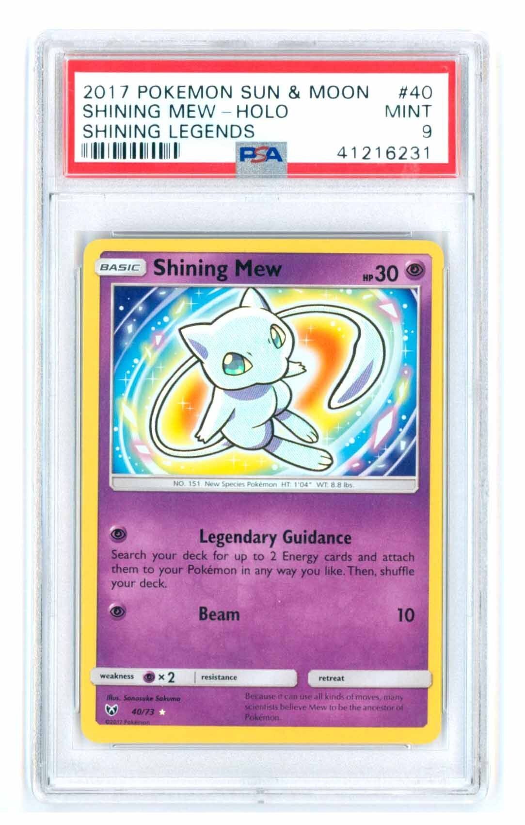 Shining Mew #40 - Sun & Moon Shining Legends - Holo - PSA 9 MINT - Pokemon