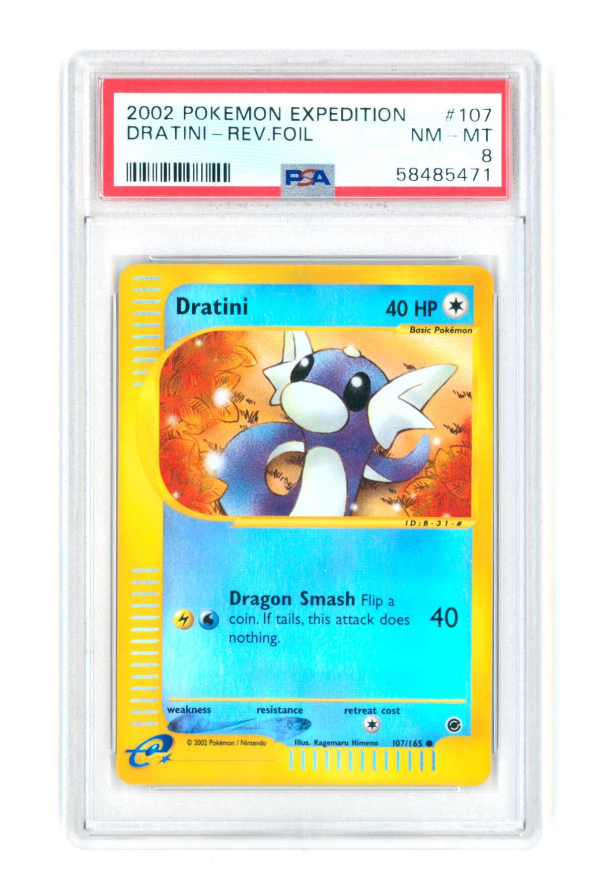 Dratini 107/165 - Reverse Foil - Pokemon Expedition - 2002 - PSA 8 NM-MT - Pokémon