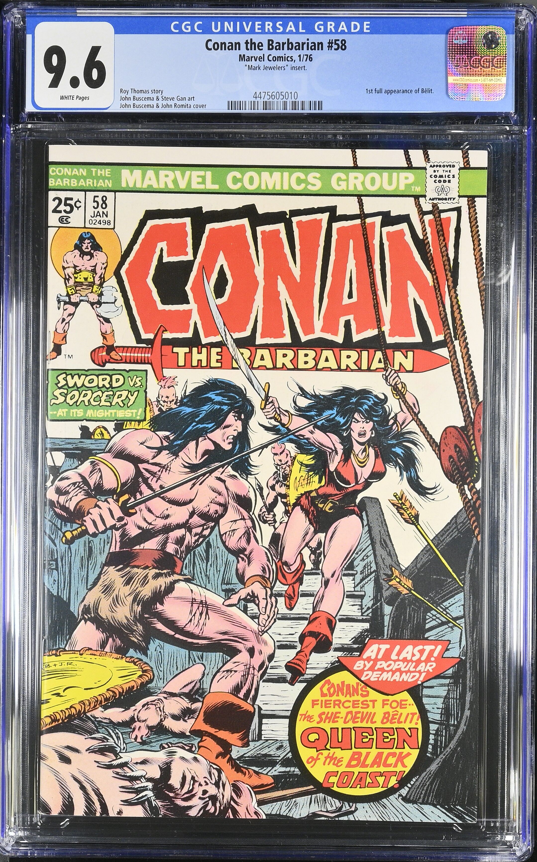 Conan the Barbarian #58 CGC 9.6 Conan the Barbarian #58 CGC 9.6