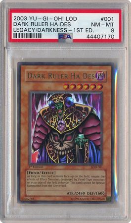 Dark Ruler Ha Des - LOD-001 - PSA NM-MT 8 - Ultra Rare 1st Edition (LOD) 7170 - Yu-Gi-Oh!