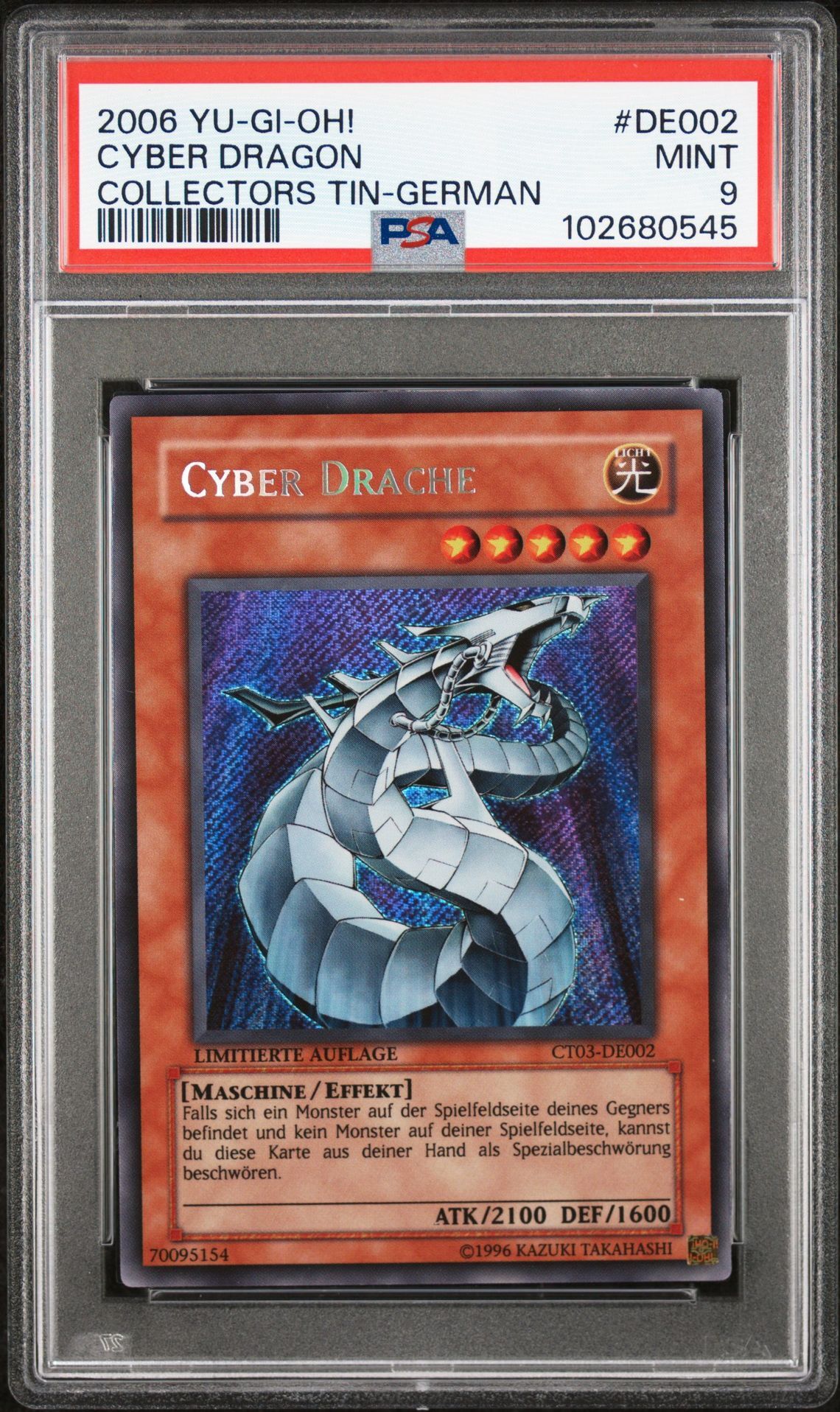 2006 YU-GI-OH! COLLECTORS TIN DE002 CYBER DRAGON GERMAN - PSA 9 MINT - Yu-Gi-Oh! 2006 YU-GI-OH! COLLECTORS TIN DE002 CYBER DRAGON GERMAN - PSA 9 MINT - Yu-Gi-Oh!