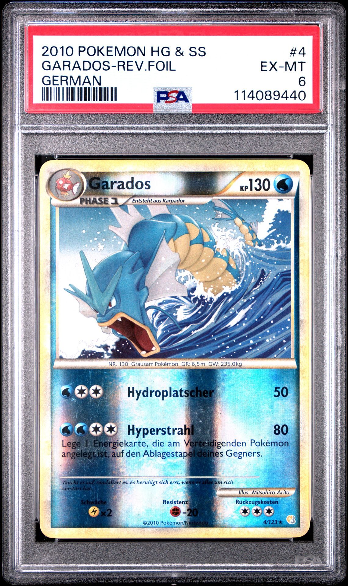 2010 POKEMON HEARTGOLD & SOULSILVER 4 GARADOS-REVERSE FOIL GERMAN - PSA 6 EX-MT - Pokémon
