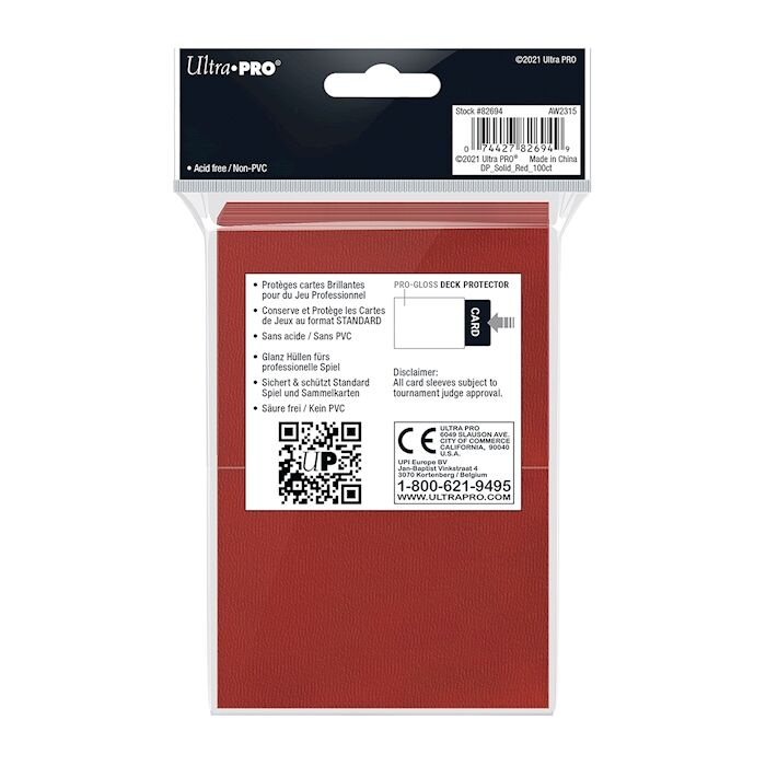 Red Deck Protector Standard (100) NEW SIZE