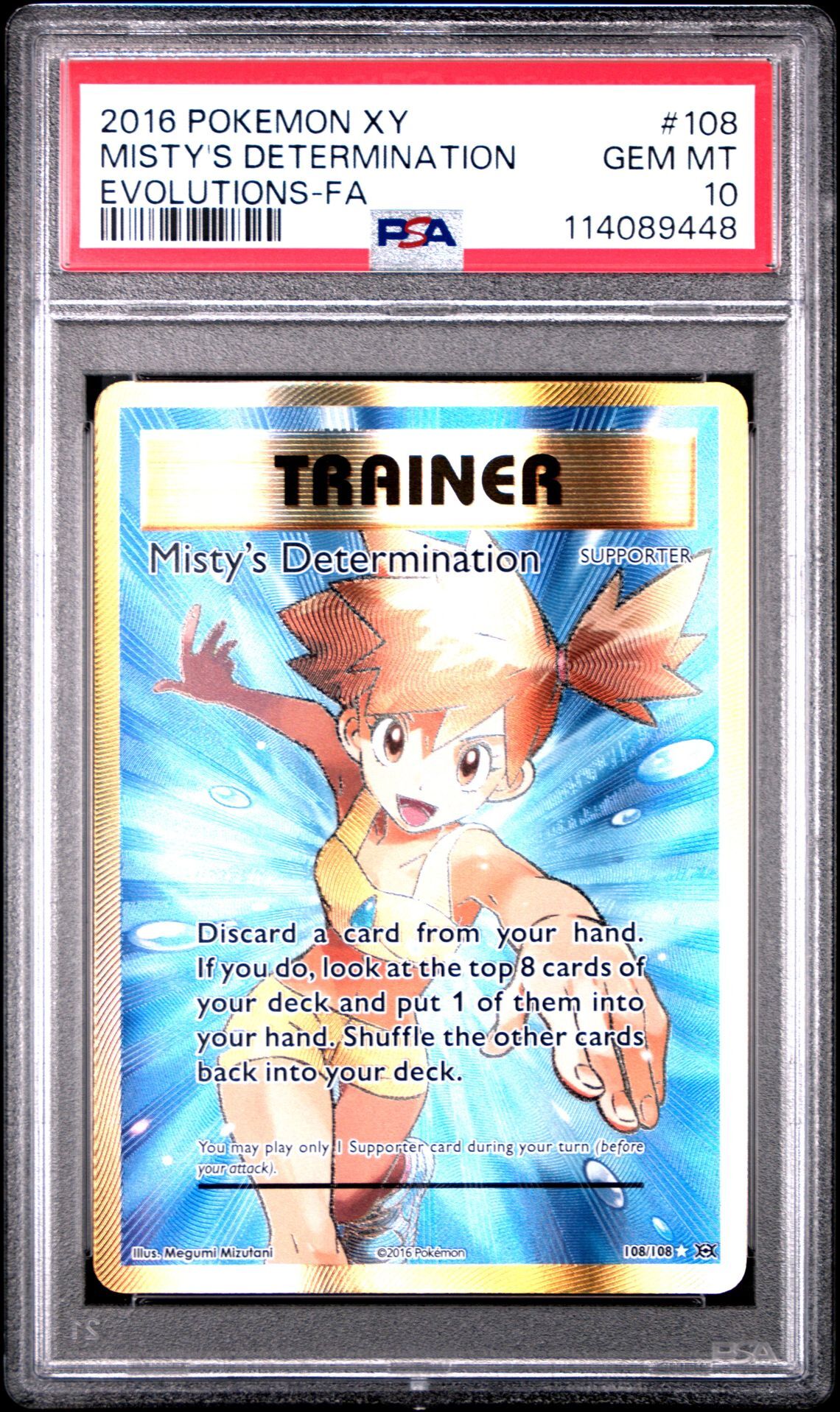 2016 POKEMON XY EVOLUTIONS 108 FULL ART/MISTY'S DETERMINATION - PSA 10 GEM-MT - Pokémon 2016 POKEMON XY EVOLUTIONS 108 FULL ART/MISTY'S DETERMINATION - PSA 10 GEM-MT - Pokémon