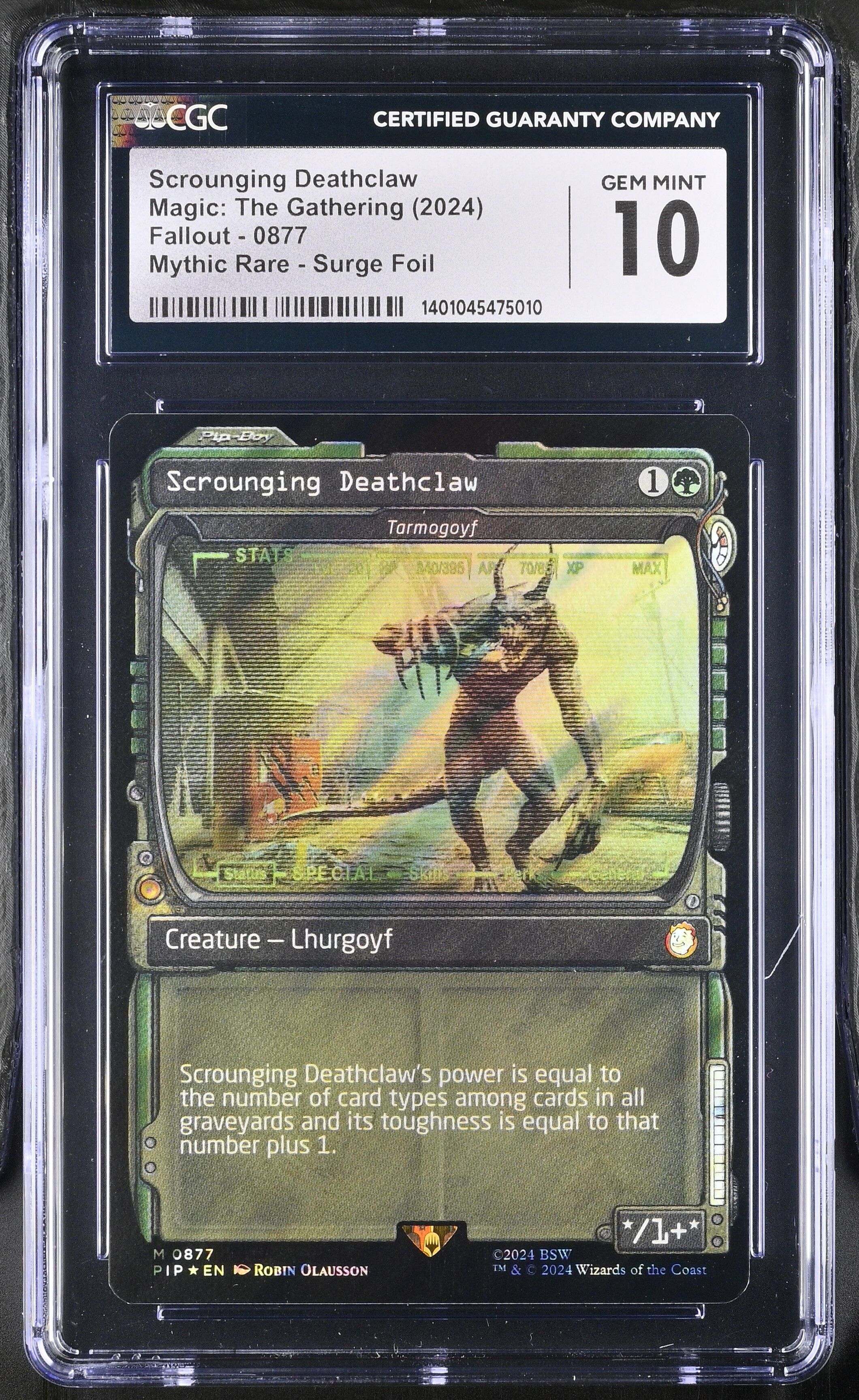 Scrounging Deathclaw - Fallout 0877 - Mythic Rare Surge Foil - CGC 10 - 2024 Magic: The Gathering Scrounging Deathclaw - Fallout 0877 - Mythic Rare Surge Foil - CGC 10 - 2024 Magic: The Gathering