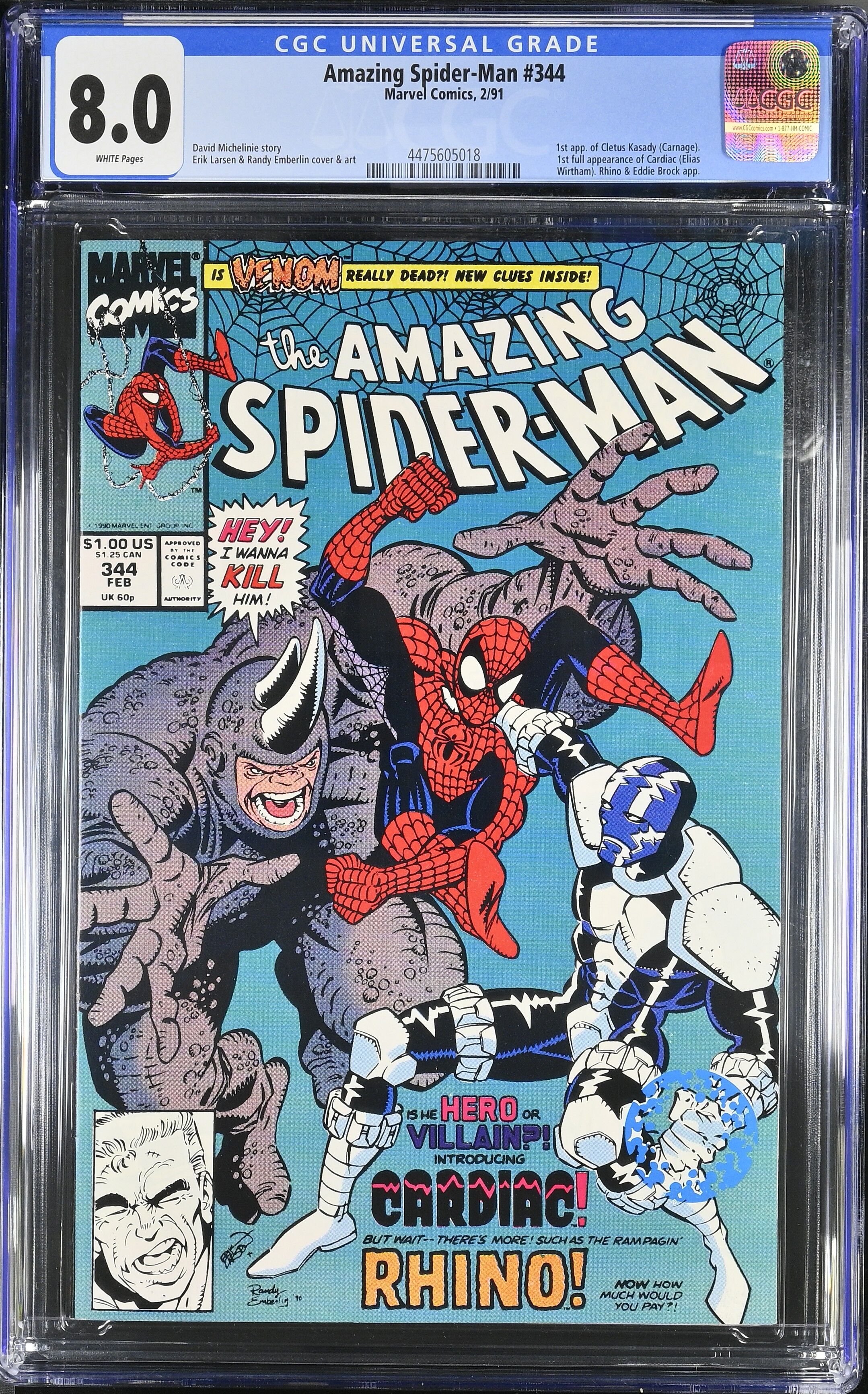 Amazing Spider-Man #344 CGC 8.0 Amazing Spider-Man #344 CGC 8.0