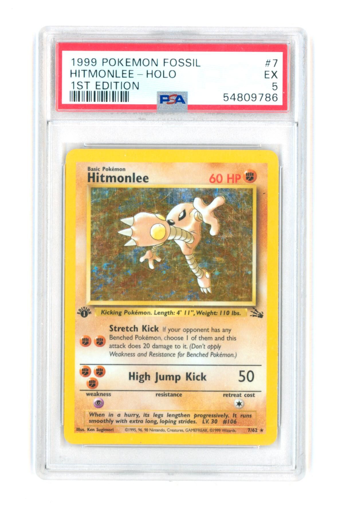 Hitmonlee 7/62 - Holo - Fossil - 1999 - 1st Edition - PSA 5 EX - Pokémon Hitmonlee 7/62 - Holo - Fossil - 1999 - 1st Edition - PSA 5 EX - Pokémon