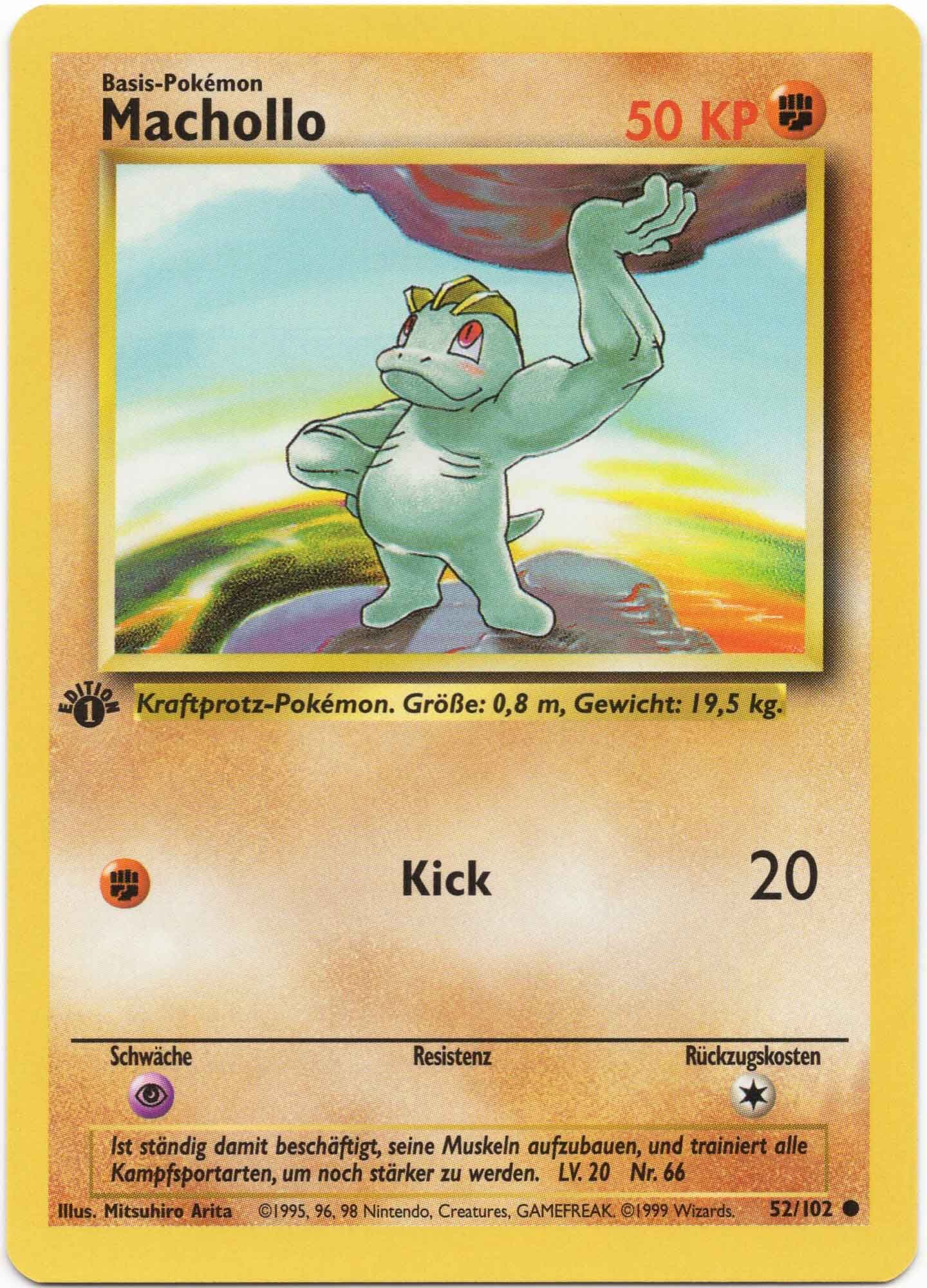 Machollo 52/102 1. Edition - Pokémon TCG