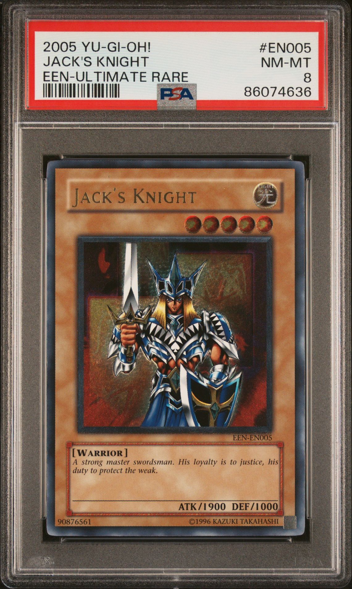 2005 YU-GI-OH! EEN-ELEMENTAL ENERGY EN005 JACK'S KNIGHT ULTIMATE RARE - PSA 8 NM-MT 2005 YU-GI-OH! EEN-ELEMENTAL ENERGY EN005 JACK'S KNIGHT ULTIMATE RARE - PSA 8 NM-MT