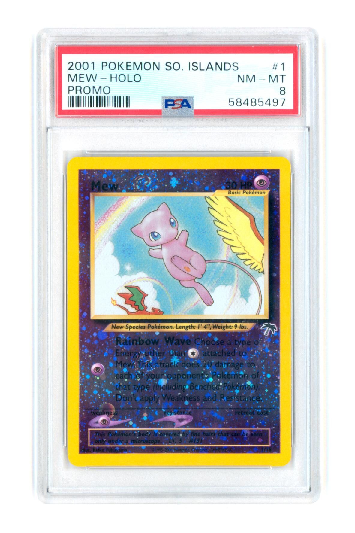 Mew 1/18 - Holo - Promo - So. Islands - 2001 - PSA 8 NM-MT - Pokémon