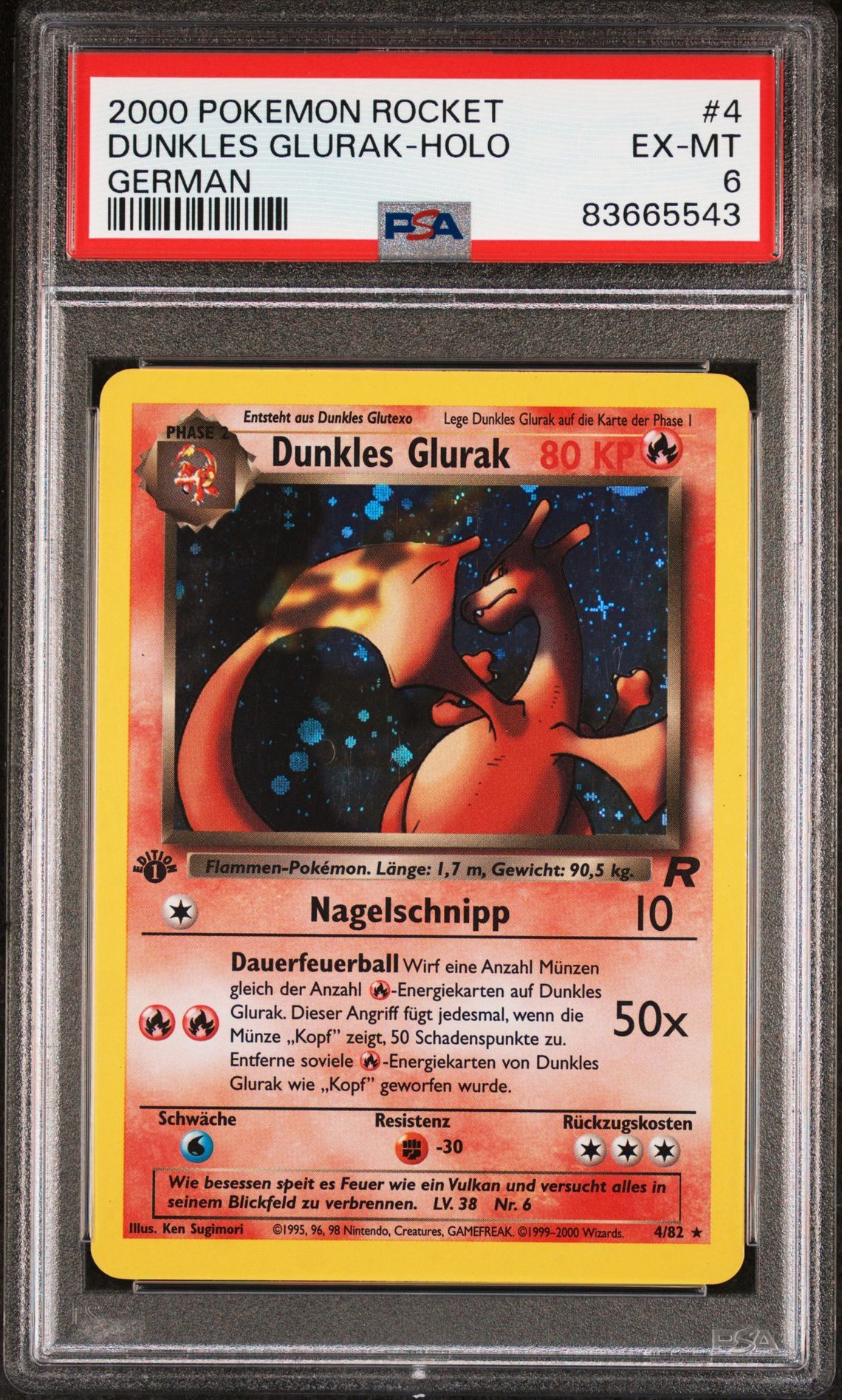 2000 POKEMON ROCKET 4 DUNKLES GLURAK-HOLO GERMAN - EXCELLENT-MINT 6 2000 POKEMON ROCKET 4 DUNKLES GLURAK-HOLO GERMAN - EXCELLENT-MINT 6