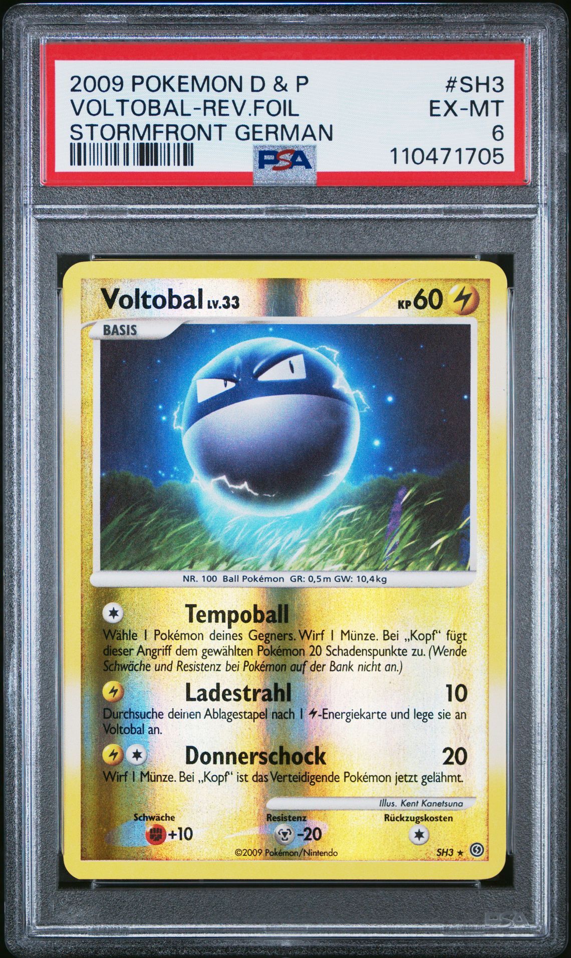 2009 POKEMON GERMAN DIAMOND & PEARL STORMFRONT SH3 VOLTOBAL-REVERSE FOIL - PSA 6 EX-MT - Pokémon 2009 POKEMON GERMAN DIAMOND & PEARL STORMFRONT SH3 VOLTOBAL-REVERSE FOIL - PSA 6 EX-MT - Pokémon