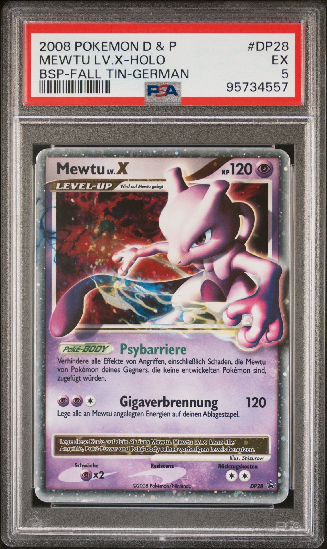 2008 POKEMON DIAMOND & PEARL BLACK STAR PROMO DP28 MEWTU LV.X-HOLO FALL TIN-GERMAN - PSA 5 EX - Pokémon 2008 POKEMON DIAMOND & PEARL BLACK STAR PROMO DP28 MEWTU LV.X-HOLO FALL TIN-GERMAN - PSA 5 EX - Pokémon