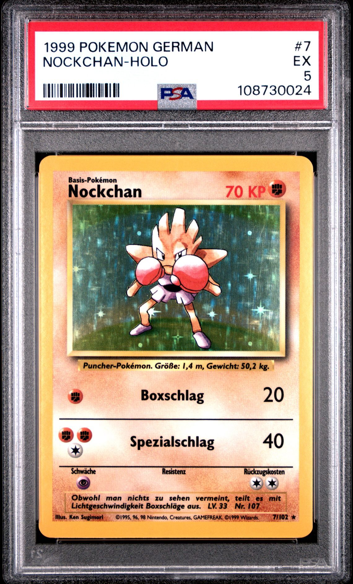 1999 POKEMON GERMAN 7 NOCKCHAN-HOLO - PSA 5 EX - Pokémon