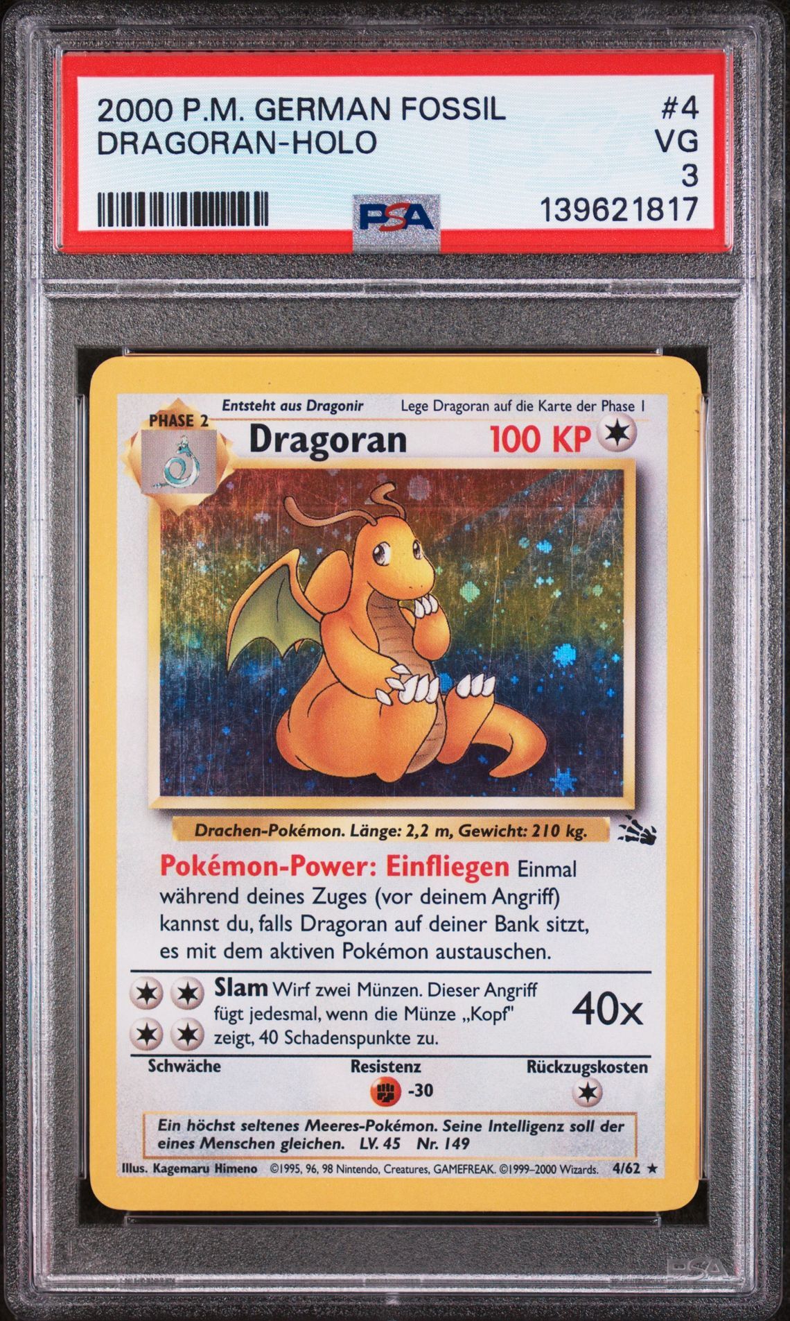 2000 POKEMON GERMAN FOSSIL #4 DRAGORAN-HOLO - VG 3 - Pokemon 2000 POKEMON GERMAN FOSSIL #4 DRAGORAN-HOLO - VG 3 - Pokemon