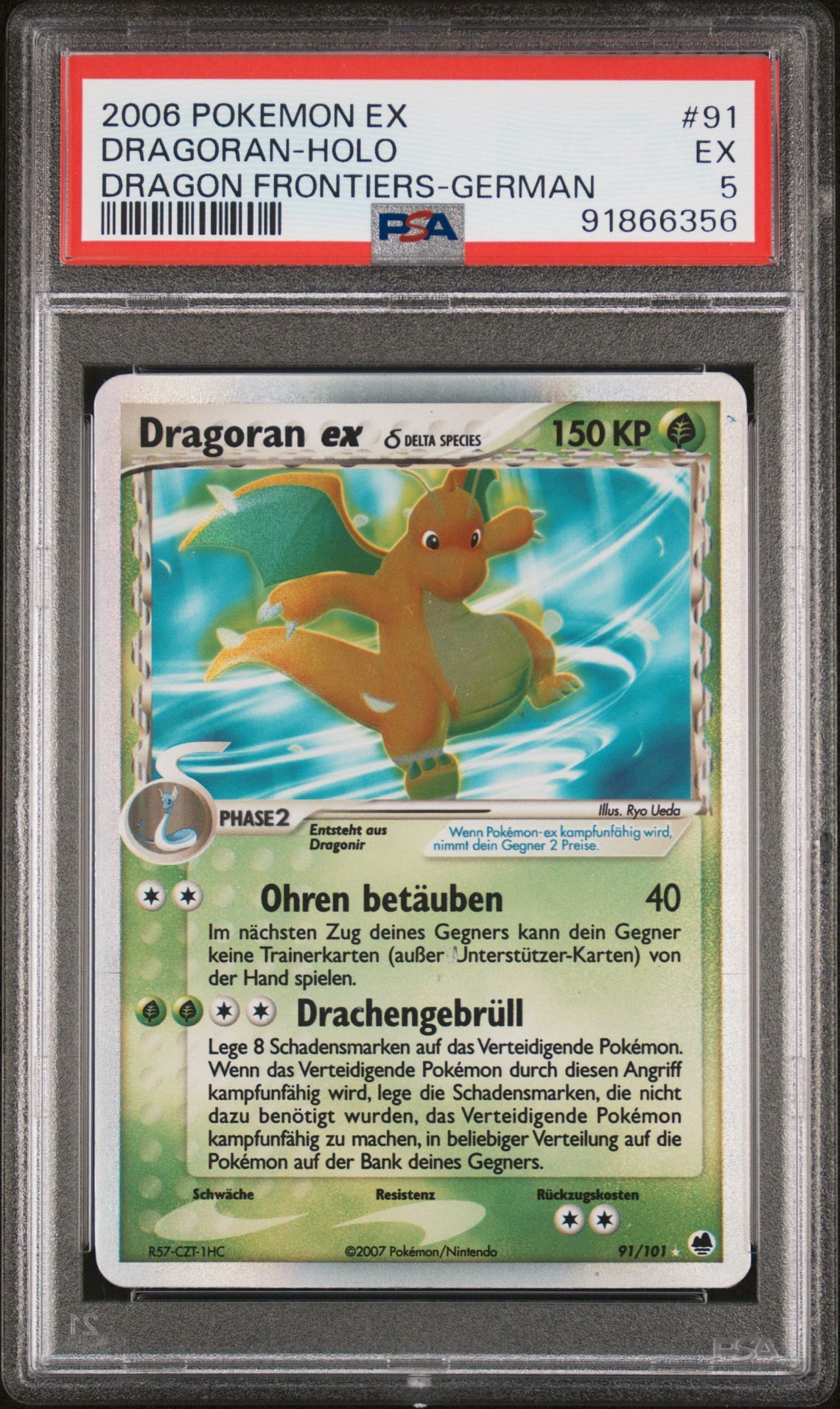 2006 POKEMON EX DRAGON FRONTIERS 91 DRAGORAN-HOLO GERMAN - PSA 5 EX - Pokémon