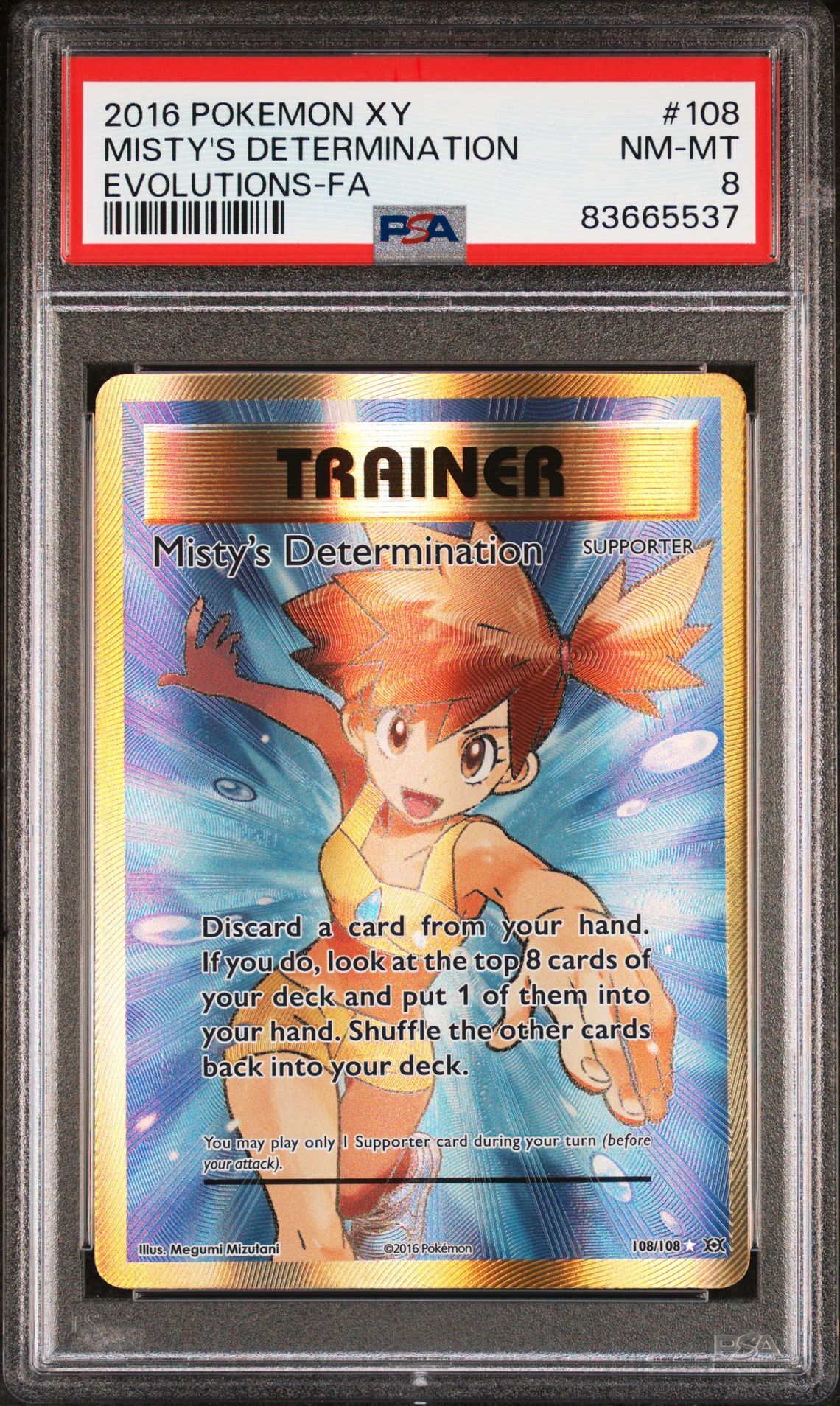 2016 POKEMON XY EVOLUTIONS 108 FULL ART/MISTY'S DETERMINATION - PSA 8 NM-MT 2016 POKEMON XY EVOLUTIONS 108 FULL ART/MISTY'S DETERMINATION - PSA 8 NM-MT