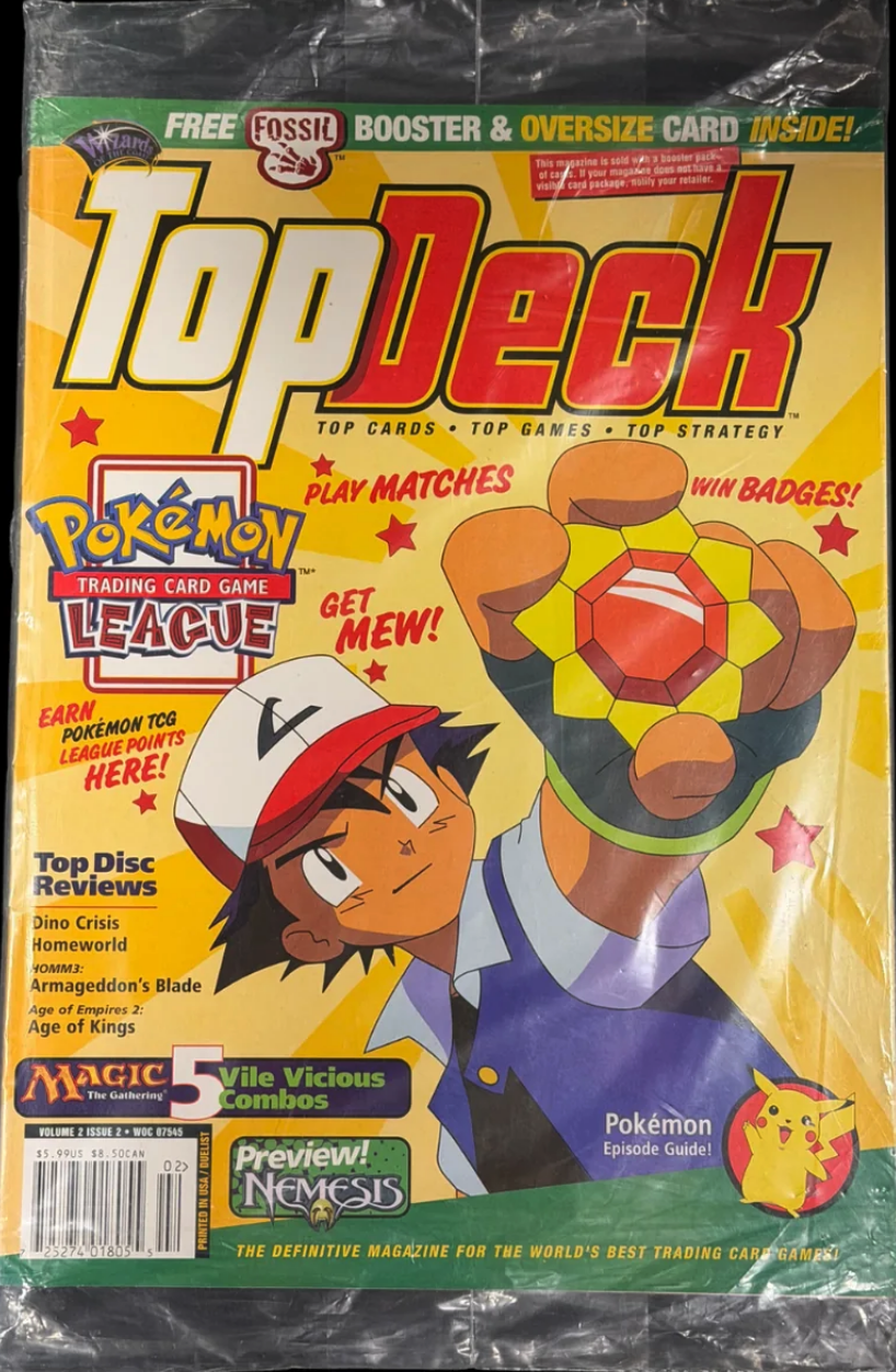 Pokémon Top Deck Magazine Vol.2 Issue 2 WotC Sealed with Fossil Booster Pack and Oversized Promo Card - EN Pokémon Top Deck Magazine Vol.2 Issue 2 WotC Sealed with Fossil Booster Pack and Oversized Promo Card - EN