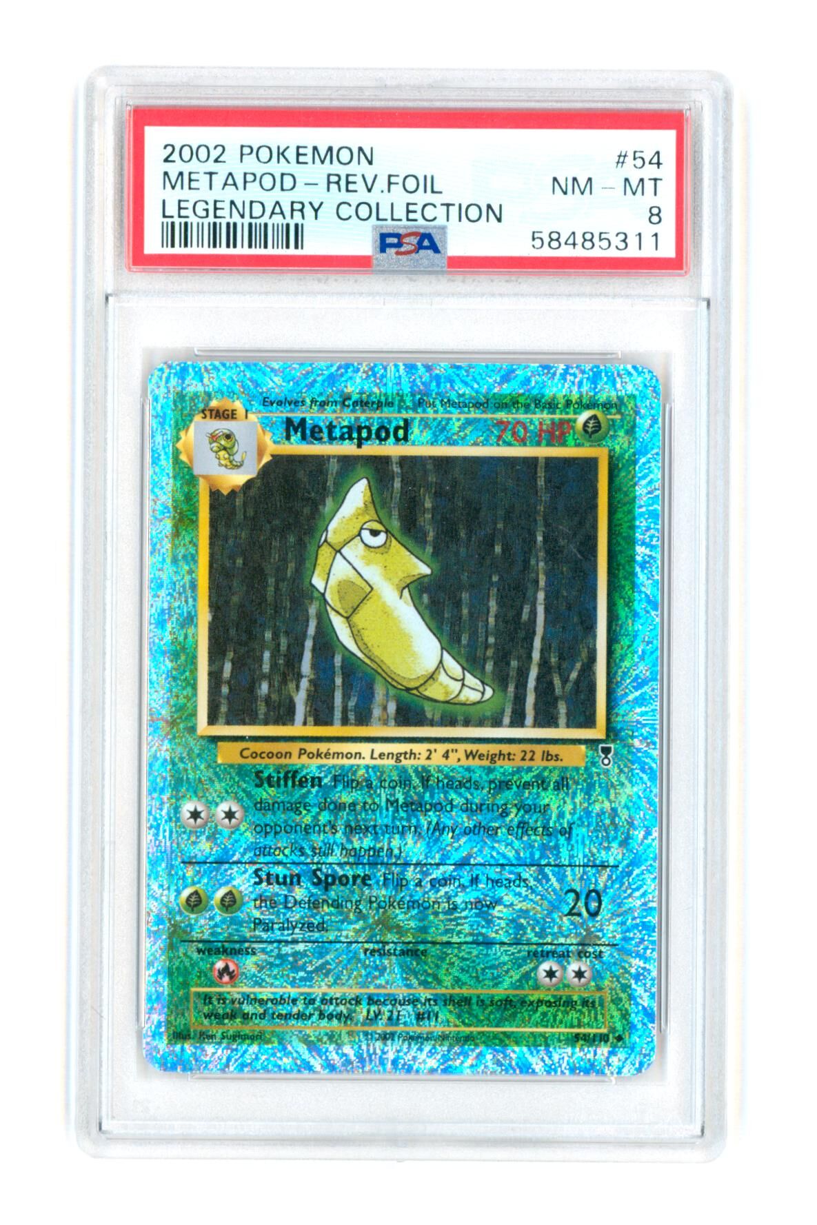Metapod 54/110 - Legendary Collection - Rev. Foil - 2002 - PSA 8 NM-MT - Pokémon