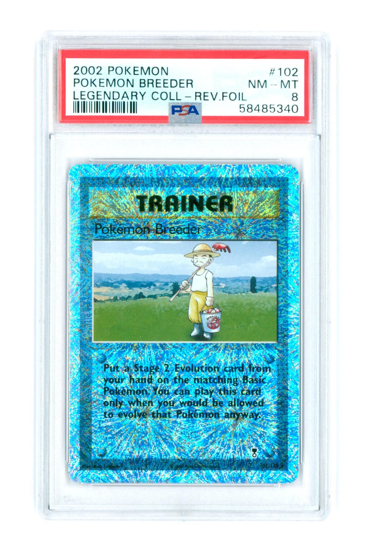 Pokemon Breeder 102/110 - Legendary Collection - Rev. Foil - 2002 - PSA 8 NM-MT - Pokémon