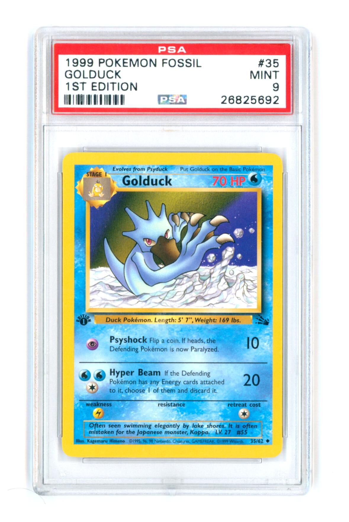Golduck 35/62 - Fossil - 1st Edition - 1999 - PSA 9 MINT - Pokémon Golduck 35/62 - Fossil - 1st Edition - 1999 - PSA 9 MINT - Pokémon