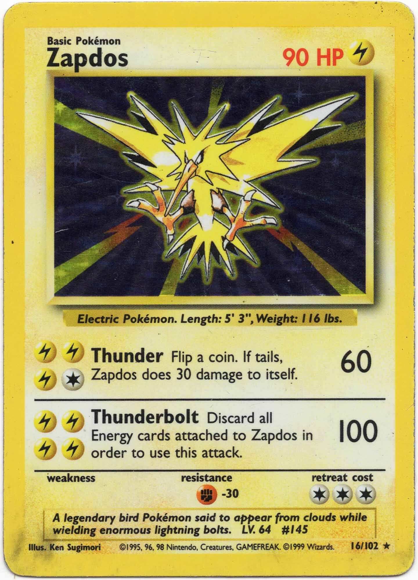 zapdos-16-102-poke-mon-tcg-heavily-played Zapdos - 16/102 - Pokémon TCG (Heavily Played)