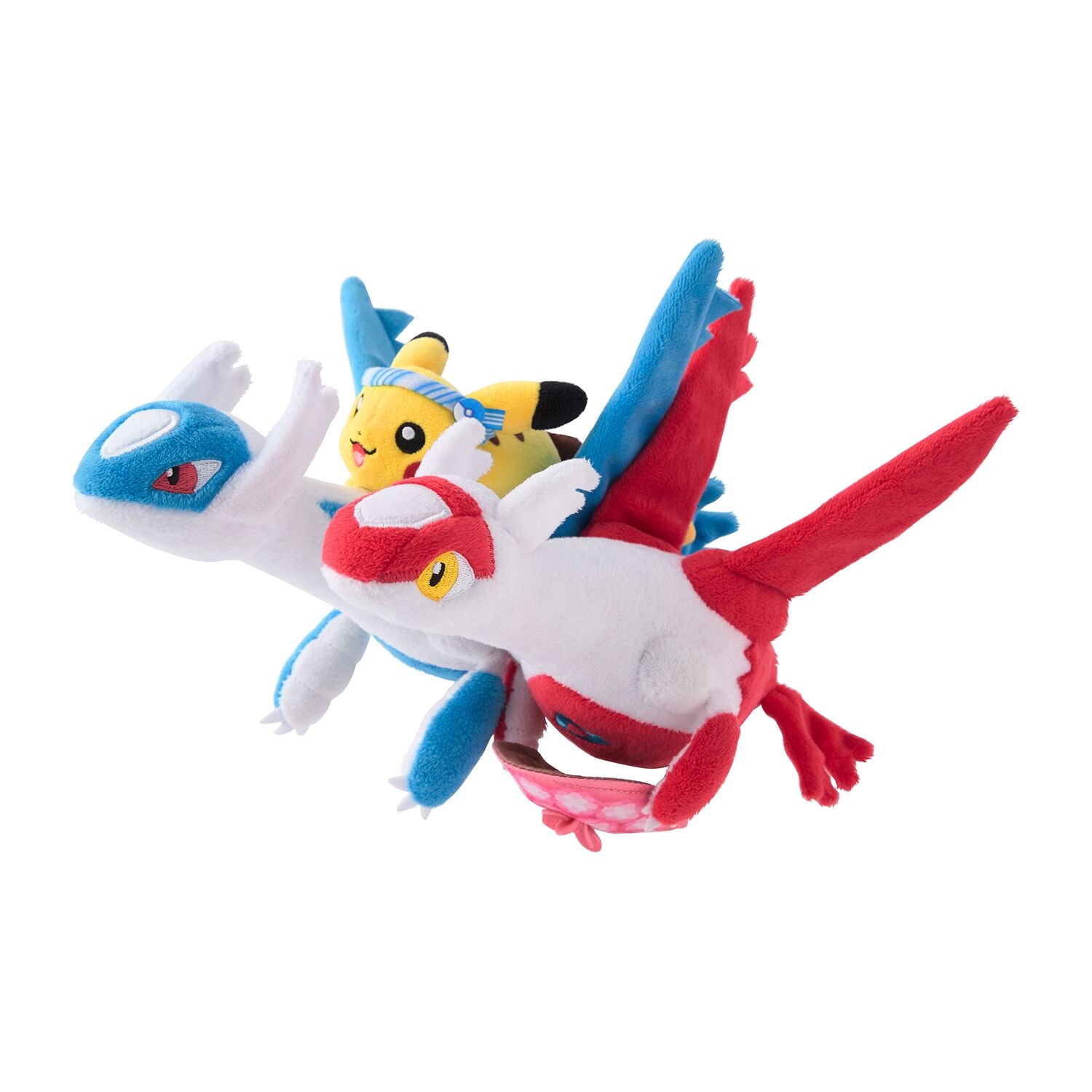 Plush toys Latias, Latios, and Pikachu - Pokémon Center Fukuoka R - 33,5 cm
