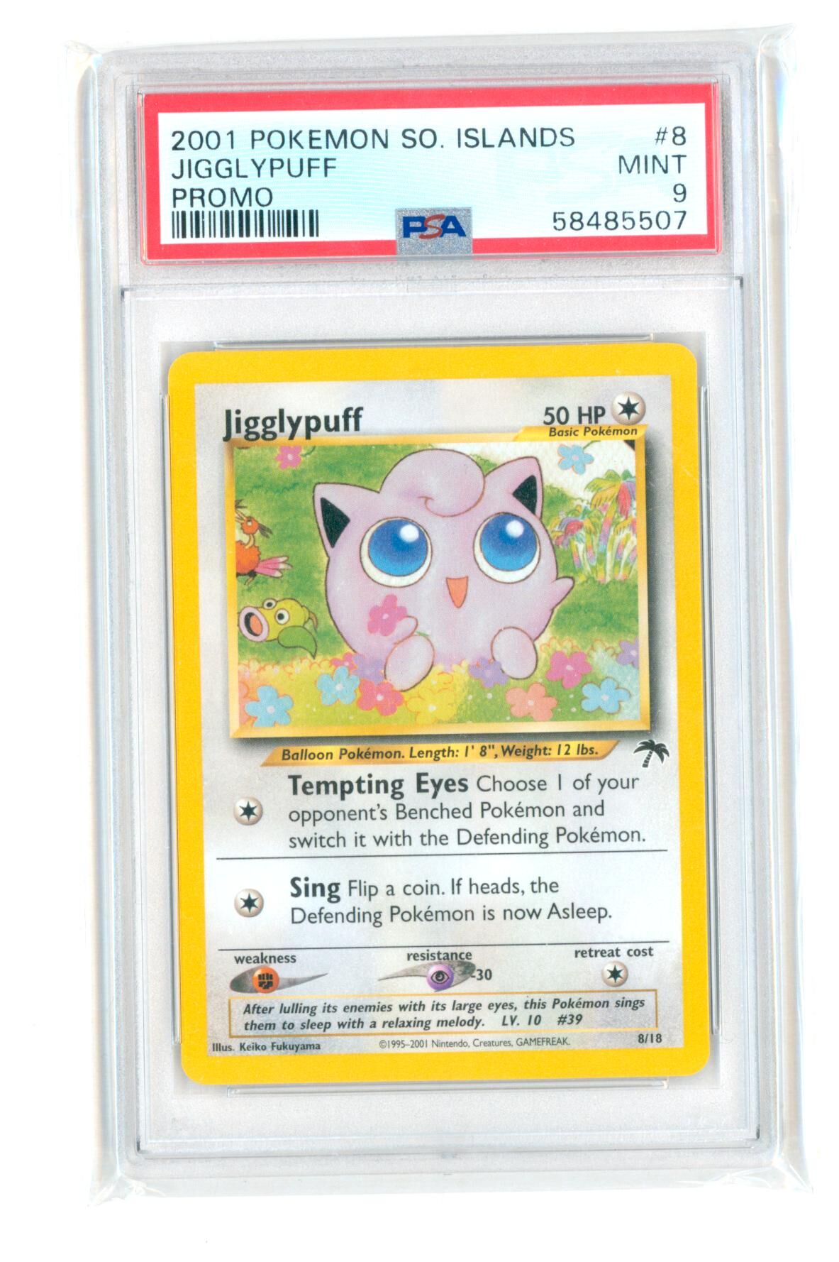 Jigglypuff 8/18 - Promo - So. Islands - 2001 - PSA 9 Mint - Pokémon Jigglypuff 8/18 - Promo - So. Islands - 2001 - PSA 9 Mint - Pokémon