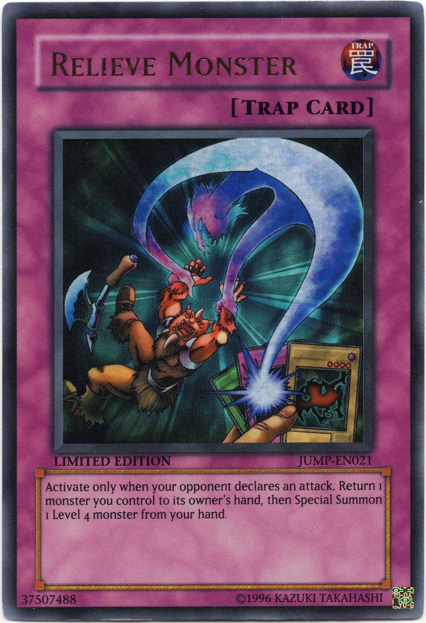 Relieve Monster - JUMP-EN021 - Ultra Rare - Limited Edition (Moderately Played)