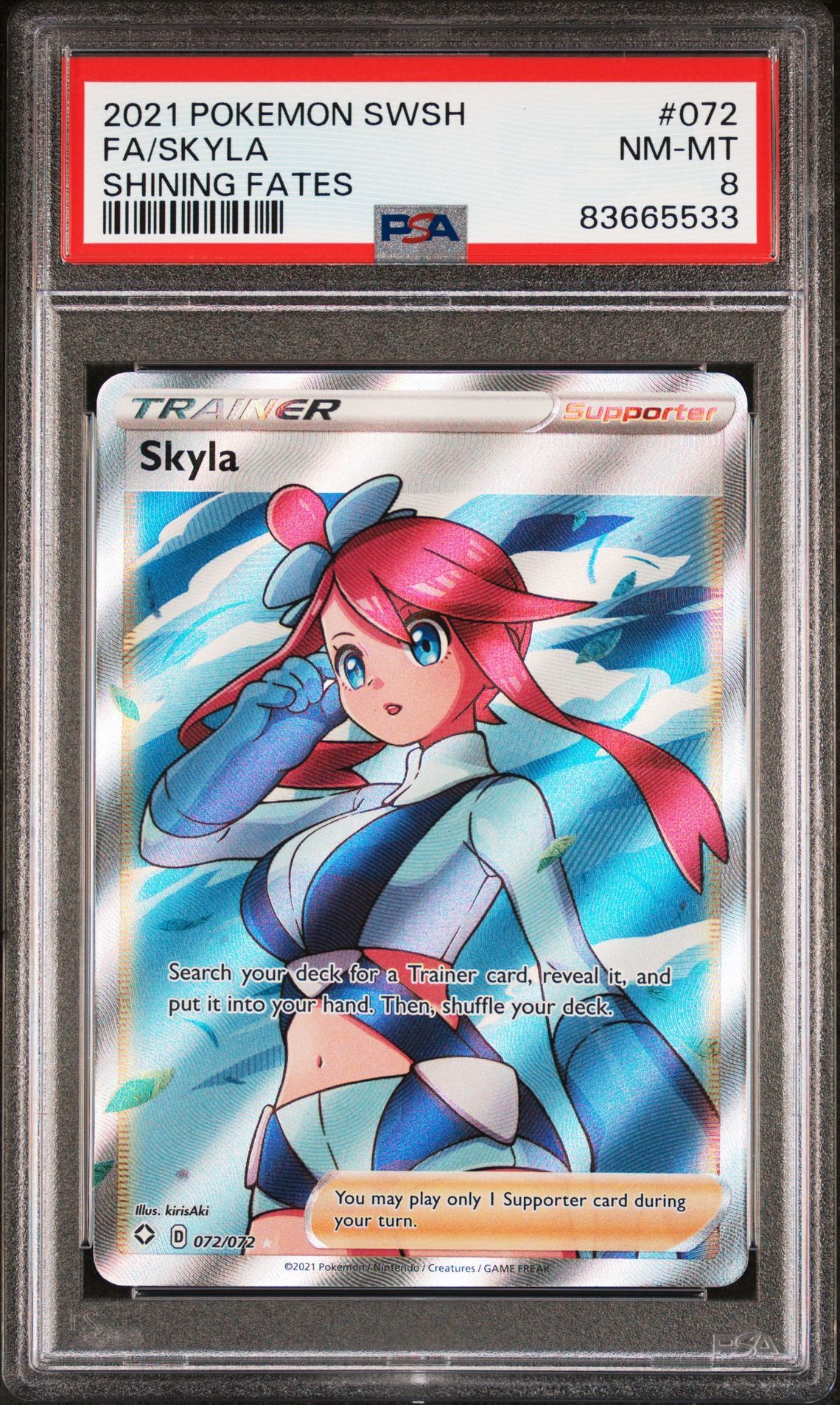 2021 POKEMON SWORD & SHIELD SHINING FATES 072 FULL ART/SKYLA - PSA 8 NM-MT