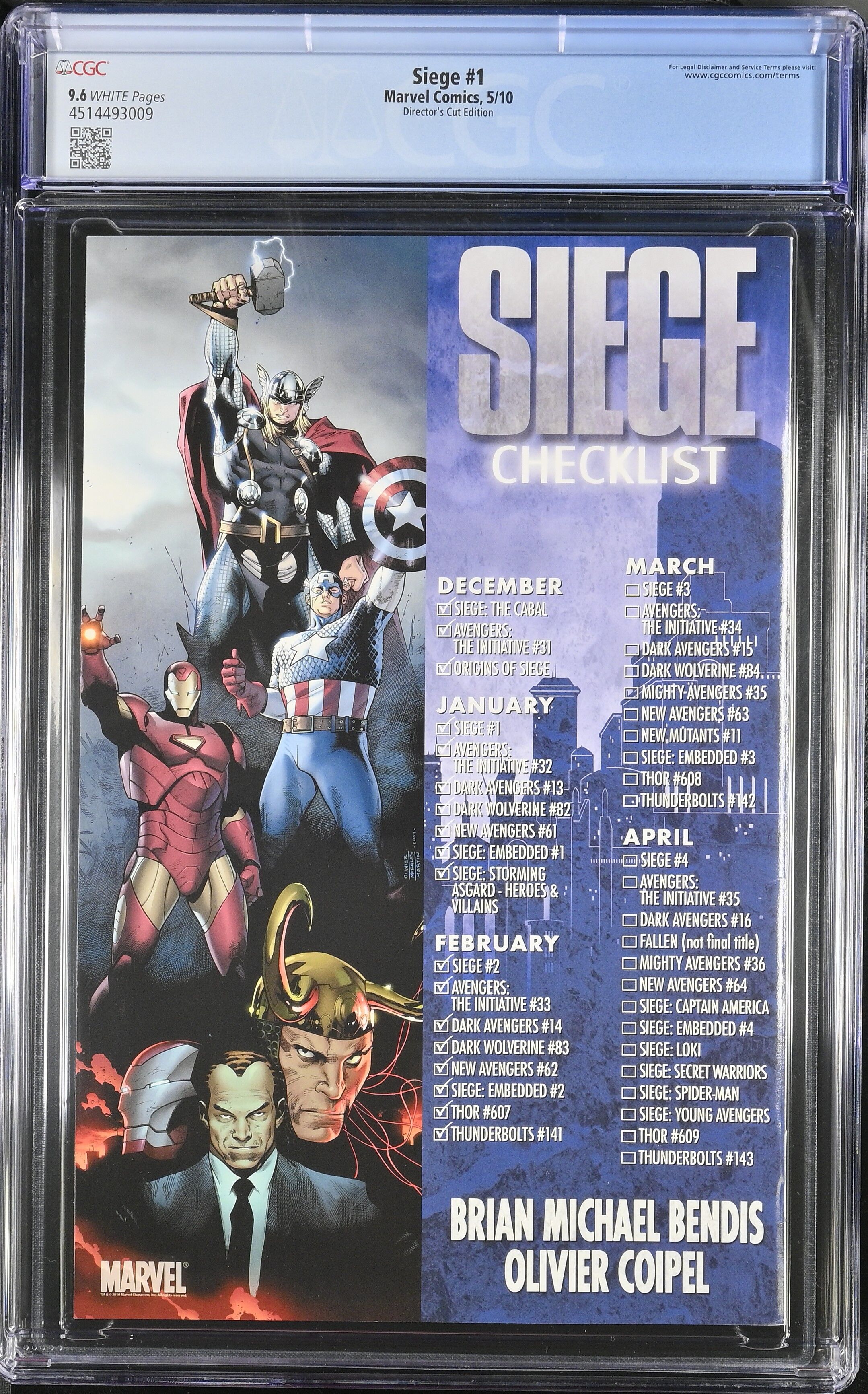 Siege #1 CGC 9.6 Director's Cut