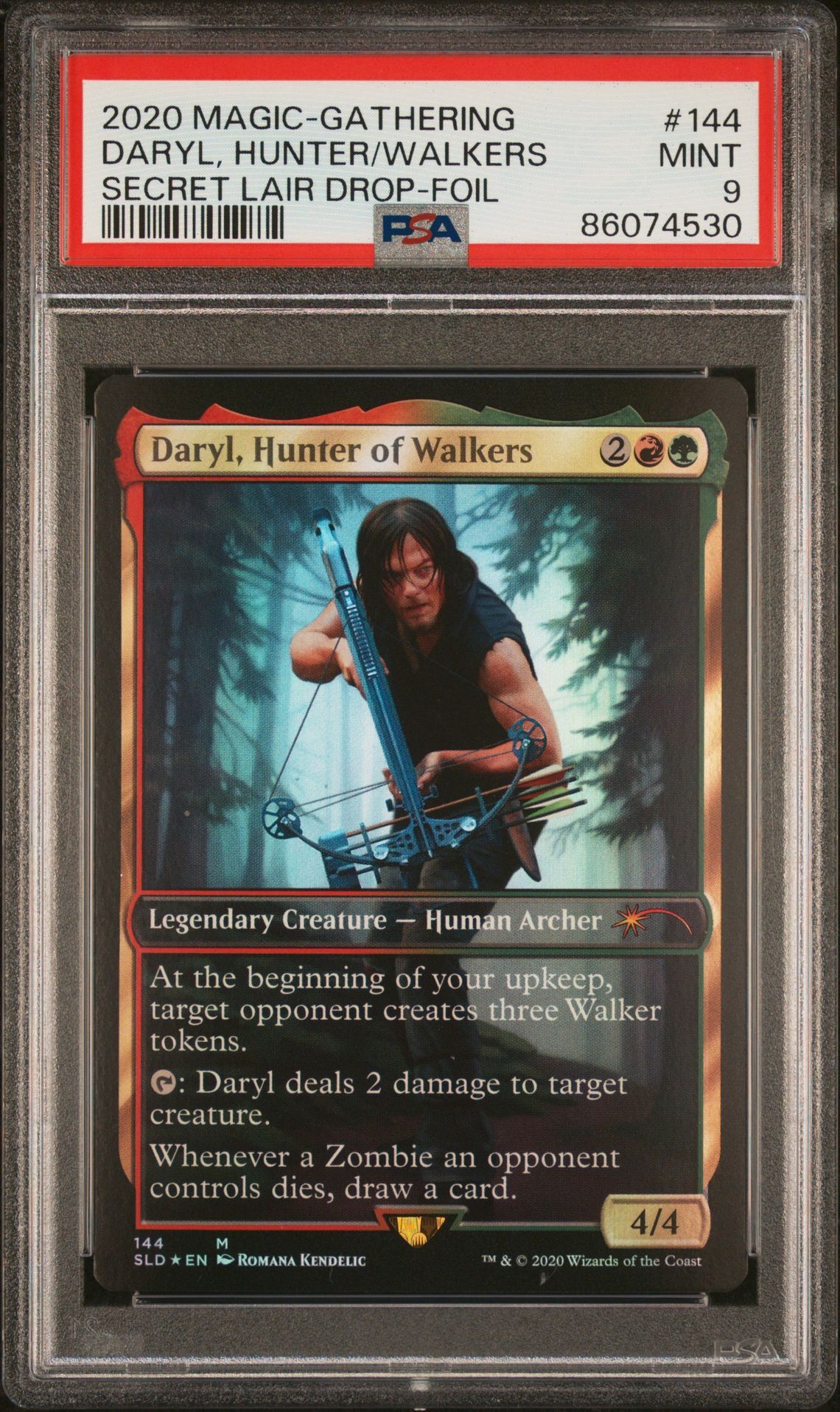 2020 MAGIC THE GATHERING SECRET LAIR DROP 144 DARYL, HUNTER OF WALKERS FOIL - PSA 9 MINT 2020 MAGIC THE GATHERING SECRET LAIR DROP 144 DARYL, HUNTER OF WALKERS FOIL - PSA 9 MINT
