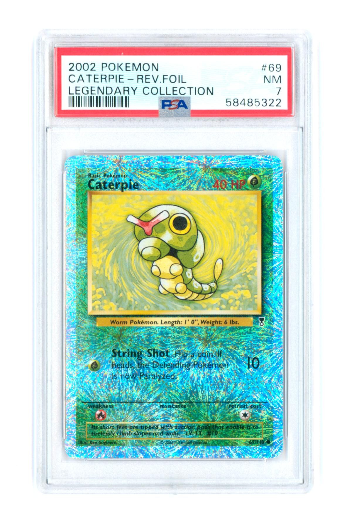 Caterpie 69/110 - Legendary Collection - Rev. Foil - 2002 - PSA 7 NM - Pokémon