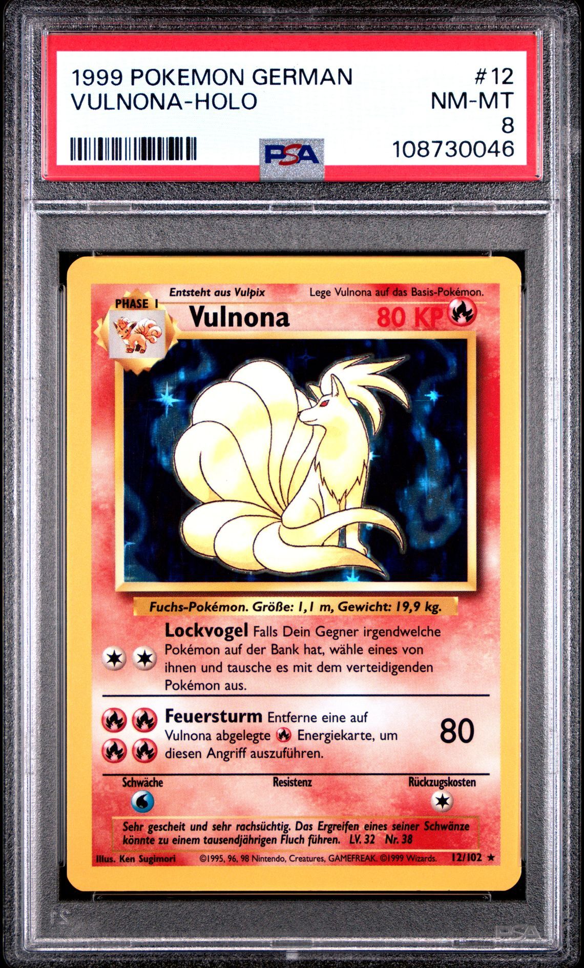 1999 POKEMON GERMAN 12 VULNONA-HOLO - PSA 8 NM-MT - Pokémon 1999 POKEMON GERMAN 12 VULNONA-HOLO - PSA 8 NM-MT - Pokémon