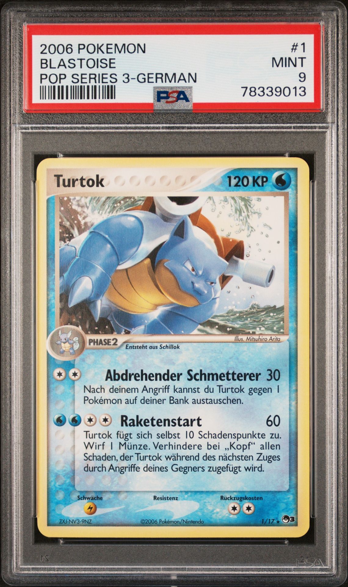 2006 POKEMON POP SERIES 3 1 BLASTOISE GERMAN - PSA 9 MINT 2006 POKEMON POP SERIES 3 1 BLASTOISE GERMAN - PSA 9 MINT