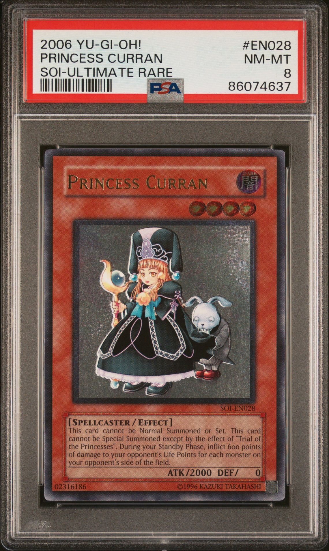 2006 YU-GI-OH! SOI SHADOW OF INFINITY EN028 PRINCESS CURRAN ULTIMATE RARE - PSA 8 NM-MT