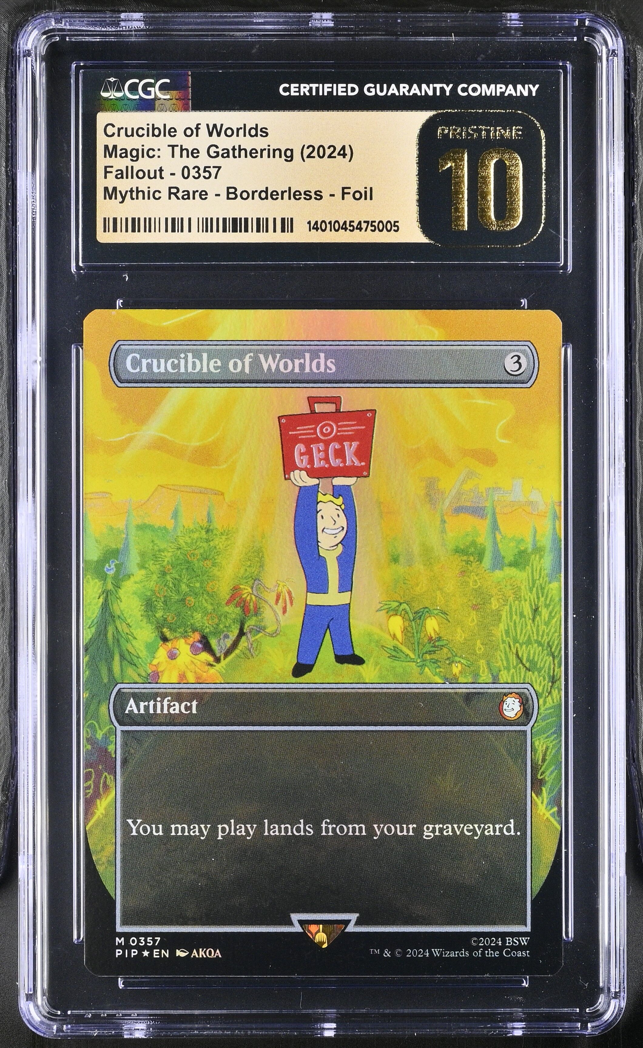 Crucible of Worlds - Fallout 0357 - Mythic Rare Borderless Foil - CGC 10 PRISTINE - 2024 Magic: The Gathering Crucible of Worlds - Fallout 0357 - Mythic Rare Borderless Foil - CGC 10 PRISTINE - 2024 Magic: The Gathering