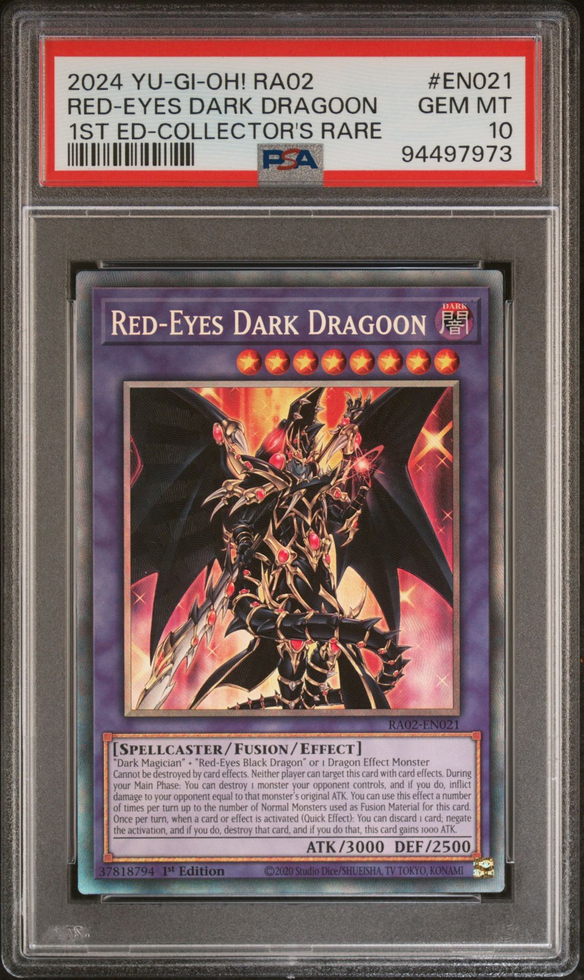2024 YU-GI-OH! RA02-25TH ANNIVERSARY RARITY COLLECTION II EN021 RED-EYES DARK DRAGOON 1ST EDITION-COLLECTOR'S RARE - PSA 10 GEM-MT - Yu-Gi-Oh!