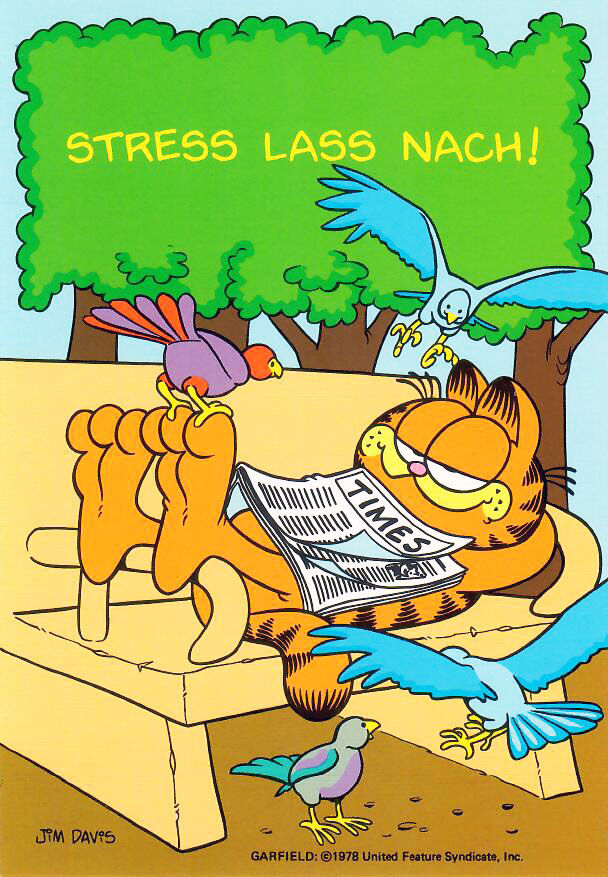 Garfield Postkarte STRESS LASS NACH