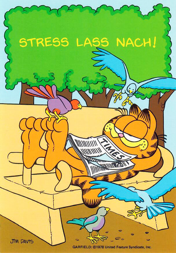 garfield_postcard_00066 Garfield Postkarte STRESS LASS NACH